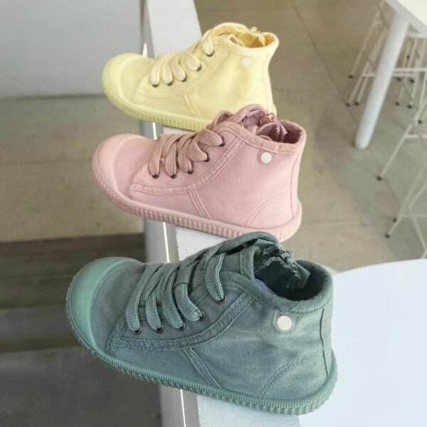 Canvas velcro high top kid tennis shoes - Image 2